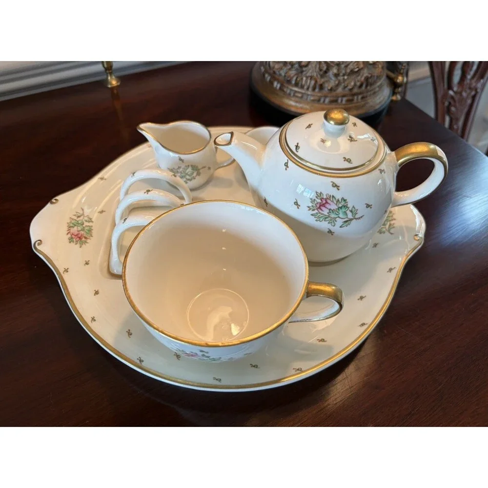 Vintage 1930's Gray's Pottery Breakfast Service Tea Set for One Floral Design
